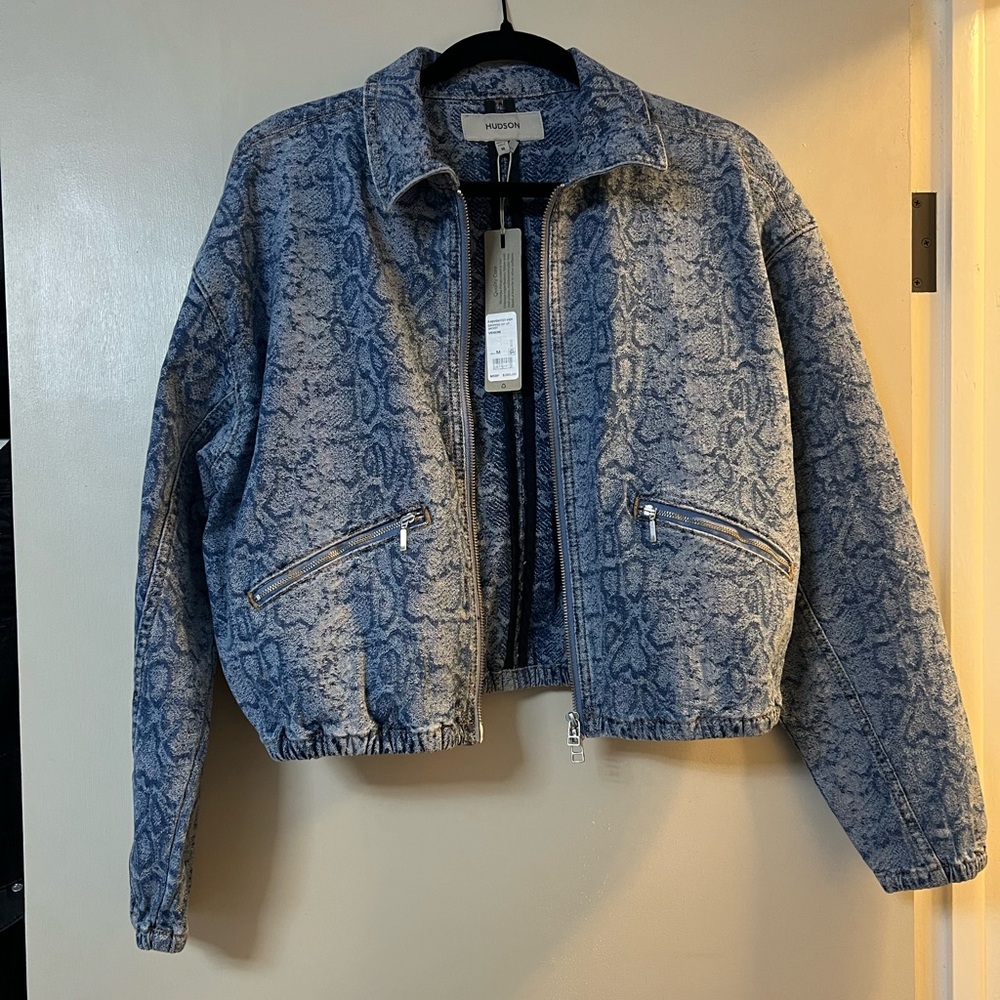Hudson Jeans Women's Blue Snake Print Jacket - Venom Collction